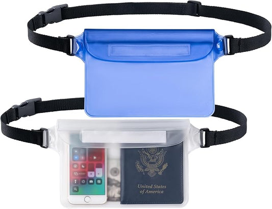 CADONO 2-Pack Waterproof Pouch with Adjustable Waist Strap | Screen Touch Sensitive Dry Bag, Keep Your Phone and Valuables Dry, Perfect for Swimming Kayaking Boating Fishing Beach Diving