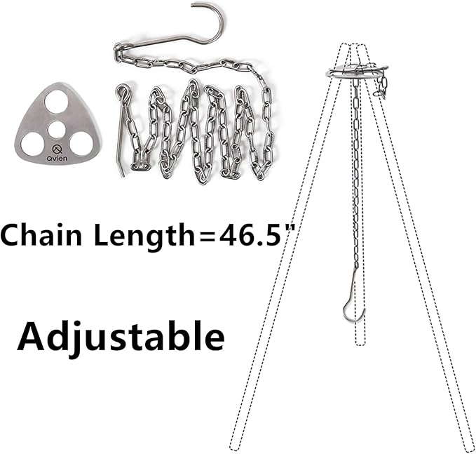 Camping Tripod board - Turn Branches into Campfire Tripod, Stainless Steel Campfire Support Plate with Adjustable Chain for Hanging Cookware - Perfect Camping Accessories for Outdoor Cooking