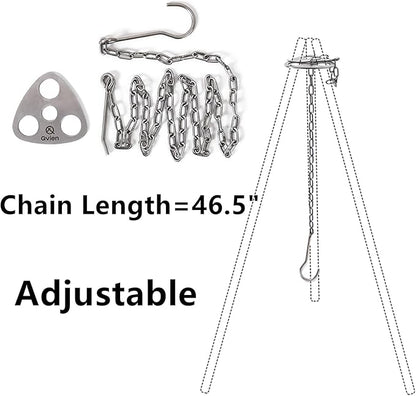 Camping Tripod board - Turn Branches into Campfire Tripod, Stainless Steel Campfire Support Plate with Adjustable Chain for Hanging Cookware - Perfect Camping Accessories for Outdoor Cooking