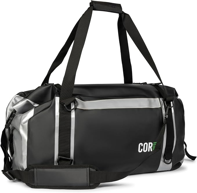 Waterproof Duffel Bag 60L Extra Large | Heavy Duty Dry Duffle Gear Bag with Durable Compression Straps & Handles for Surf Paddle Dive Snowboard Kayak or Motorcycle by Cor Surf