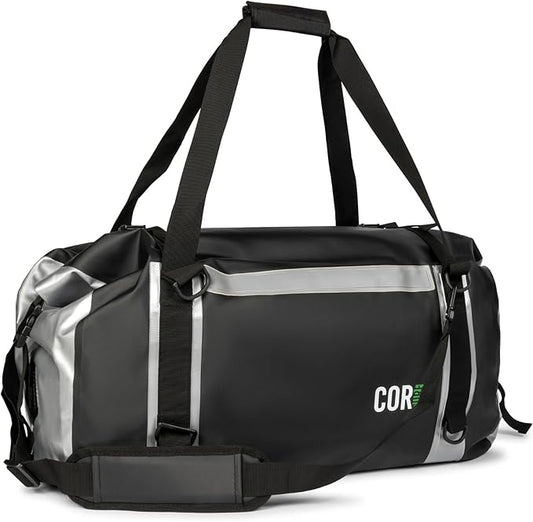 Waterproof Duffel Bag 60L Extra Large | Heavy Duty Dry Duffle Gear Bag with Durable Compression Straps & Handles for Surf Paddle Dive Snowboard Kayak or Motorcycle by Cor Surf