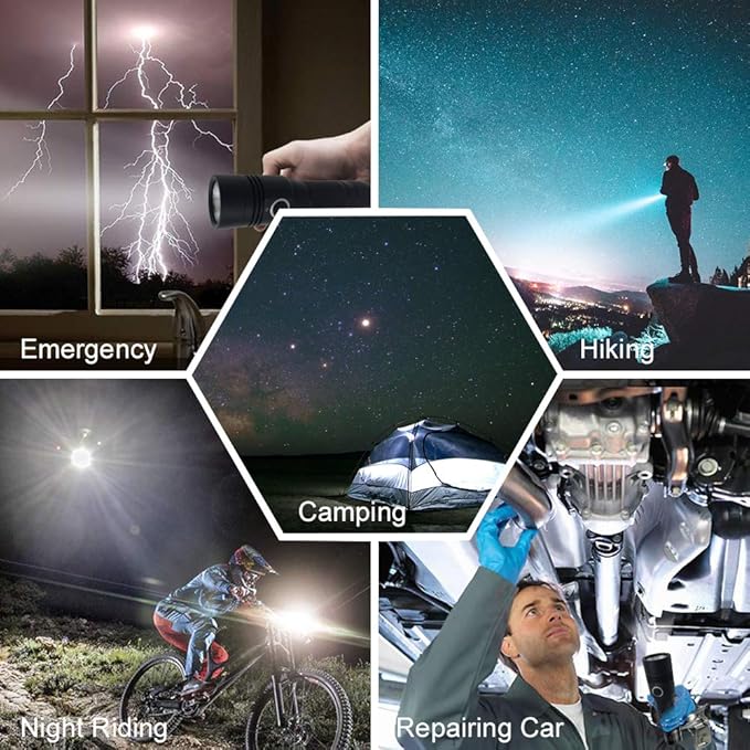 High Power LED Flashlight USB C Rechargeable, 600 Lumen Tactical Flashlight IP65 Waterproof Handheld Flashlight for Emergency,Police Law Enforcement,Hunting,Camping,Hiking