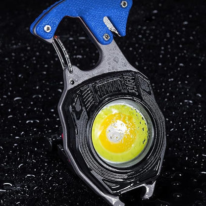 LED Small Flashlight Multitool, Rechargeable Keychain Light, COB Multi-Function Mini Work Light, 500 Lumens, 7 Lighting Modes with Electric Lighter, Seat Belt Cutter, Screwdriver, Whistle