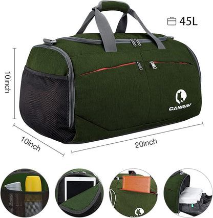 Canway Sports Gym Bag, Travel Duffel bag with Wet Pocket & Shoes Compartment for men women, 45L/40L, Lightweight