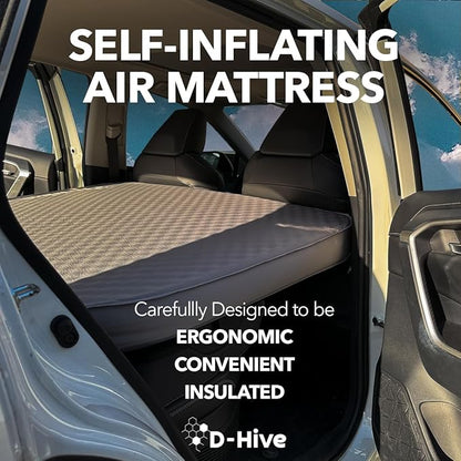 Camping Mattress - Compatible with Tesla Model Y, 4.5" Extra Thick Self-Inflating Air Mattress, Self-Inflating Sleeping Pad Car Mattress, Solid Foam for All-Seasons, Fits SUVs incl Pump
