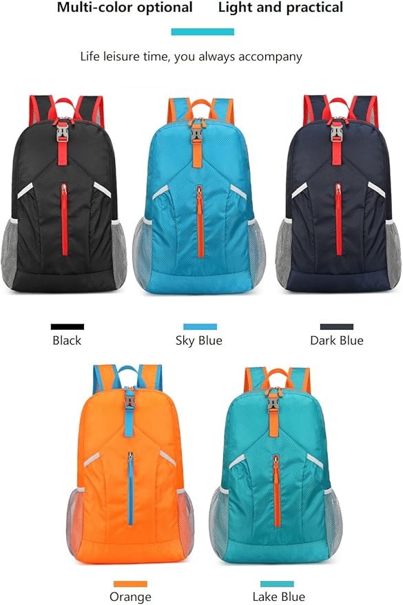 25L Hiking-Backpack Foldable-Sports Daypack-Camping Collapsible Bag Water Resistant Lightweight Travel Men Women (Dark Blue)