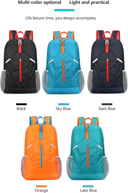 25L Hiking-Backpack Foldable-Sports Daypack-Camping Collapsible Bag Water Resistant Lightweight Travel Men Women (Dark Blue)