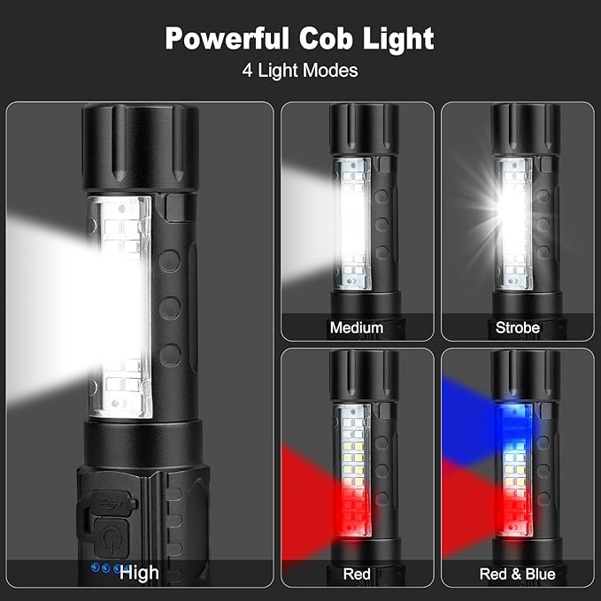 Rechargeable Flashlights 990,000 High Lumen - 2 Pack, Super Bright LED Flash Light with 7 Modes, 5000 mAh High Capacity ΒATTERIES - 12 Hour Runtime, IPX7 Waterproof Flashlight For Outdoor Camping