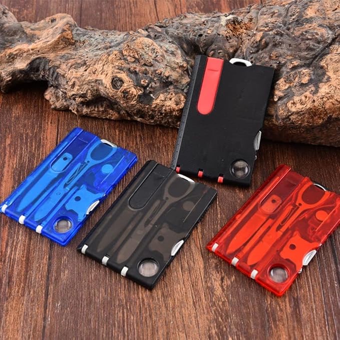 1Pc Transparent Black Outdoor Survival Bottle Opener Card Multi Tool Outdoor Barbecue Knife Camping Hand Tools Tool Hiking LED Light Magnifier EDC Tool Gear Multitools Multitools and Accessories