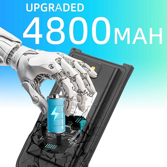 BAOFENG UV-9R Battery,4800mAh Type-C Charge BL-9 Li-ion 7.4V Replacement Radio Battery for UV-9R Plus Pro UV-9G BF-T57 GMRS-9R UV-XR USB-C Rechargeable walkie Talkie Battery (1Pack+USB-c car Charger)
