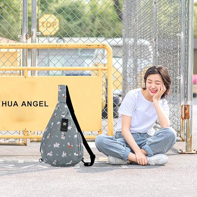 HUA ANGEL Crossbody Sling Bag for Men & Women Lightweight Waterproof Chest Shoulder Bag for Travel Hiking & Everyday Use
