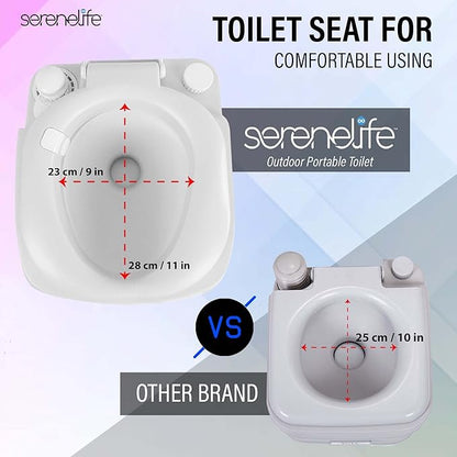 SereneLife Portable Toilet, Camping Porta Potty, 5.8 Gallon Waste Tank, Indoor Outdoor Toilet with CHH Piston, Leak-Proof Cassette Toilet for RV, White, 5.8 Gallon Upgraded, SLCATL360