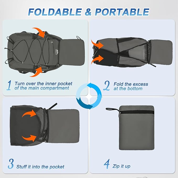 BKNOOU 40L Lightweight Hiking Backpack Packable Camping Backpack Waterproof Hiking Daypack Men Women Foldable Travel Daypack