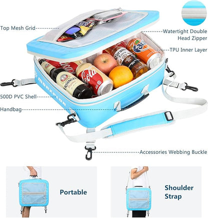 Waterproof PVC Paddleboard Cooler Deck Bag - 12 Can Soft Insulated Cooler for Paddleboarding, Camping, Kayaking