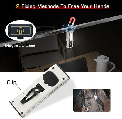 LED Rechargeable Work Light 1500 Lumens with Magnetic Base - Aluminum Shell Portable Flashlight for Mechanics Car Repair, Emergency - 4 Modes Flood Light+Spot Light - IPX4 Waterproof Long Battery Life