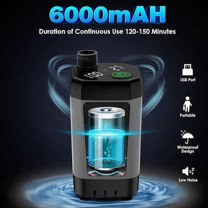 Portable Shower, Portable Shower for Camping with 5 Gallon Collapsible Bucket, 6000mAH Camping Shower with Smart LED Display, Multiple Spray Patterns for Outdoor Camping, Hiking, Pet Bathing