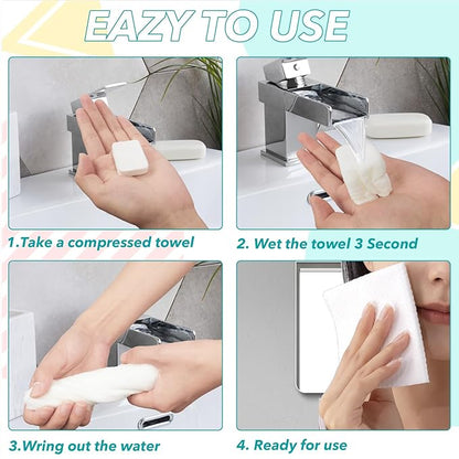 24 PCS Portable Compressed Towels Tablets,Disposable Face Towel,Disposable Towel Thicker Style Coin Tissue,Disposable Washcloths for Travel,Hiking,Camping,Home,Outdoor Activities,Beauty Salon (24)
