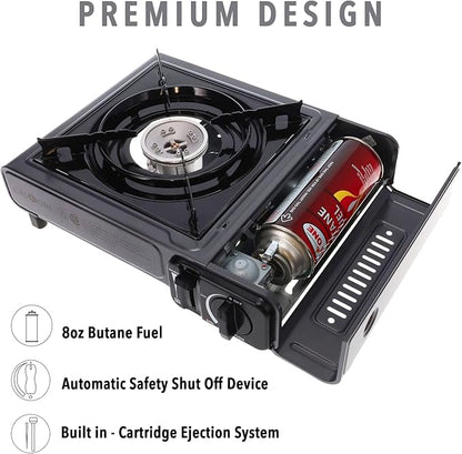 Gas One Butane Gas Stove with 4 Fuel Canister Catridge - Gray