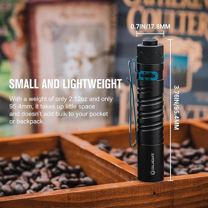 OLIGHT I5R EOS 350 Lumens Rechargeable Tail-Switch LED Flashlight Powered by USB Rechargeable Battery, Slim EDC Pocket Flashlight for Camping, Outdoor, and Emergency (Black)