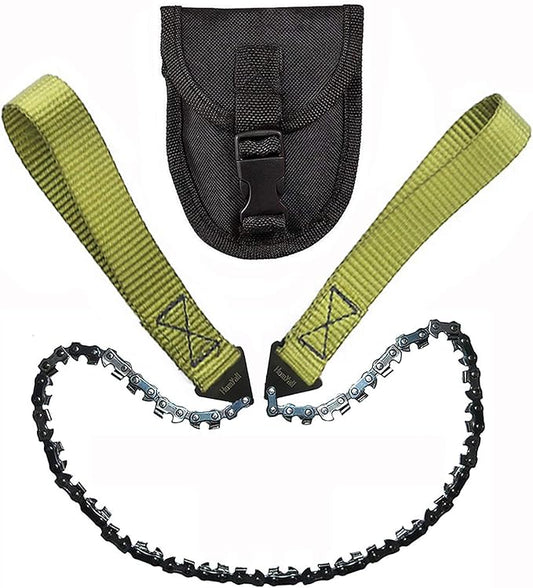 24" Pocket Chainsaw 3x Faster With CUTTING BLADE ON EVERY LINK-Best Pocket Saw for Wood Cutting Outdoor Hiking Camping Survival Gear Garden Work With Pouch- Bonus Front Snap Carrying Case