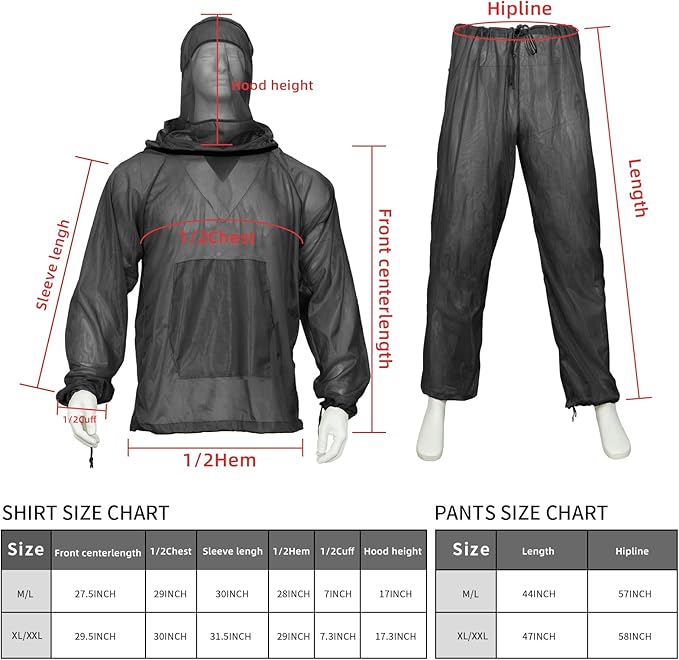 Mosquito Net Suit Camo Hunting Mesh Suit Bug Net Clothing with Hood Outdoor Protection No-See-Ums Garden Camping