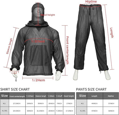 Mosquito Net Suit Camo Hunting Mesh Suit Bug Net Clothing with Hood Outdoor Protection No-See-Ums Garden Camping