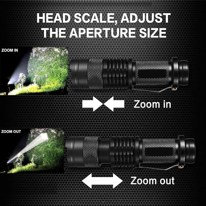 Tactical Flashlights, Bright Zoomable LED Mini Flashlights with High Lumens and 3 Modes, Waterproof Portable Pocket Flash Light for Emergency, Camping, and Outdoor Use (5 Pack)