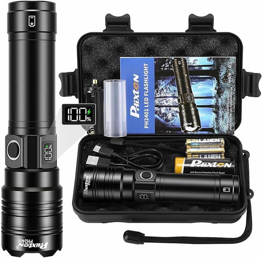 Rechargeable Flashlights 900000 High Lumens Long Range, High Concentration Super Bright USB C LED Flashlight Long Lasting, Powerful Multifunctional Strong Flash Lights, for Emergency Security Camping