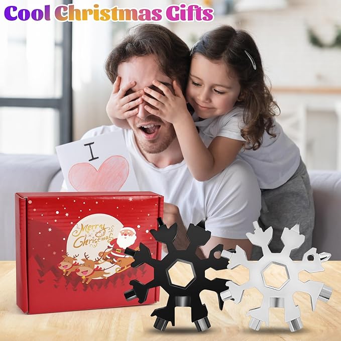 18-in-1 Snowflake Multitool Gifts for Men, 9 Pack Stainless Steel Snowflake Multi-Tool Christmas Stocking Stuffers Gifts for Men, Pocket Size Cool Gadgets for Portable Screwdriver Wrench Bottle Opener