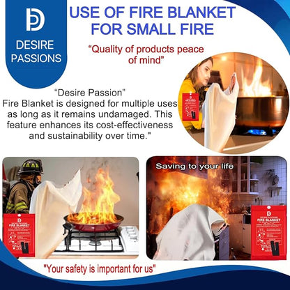 “Emergency Fire Blanket - Fire Suppression Blanket for Home, Kitchen, Garage, Camping, School & Office -Flame Retardant -40”x40” for Quick Smothering & Fire Safety (Pack of 4)