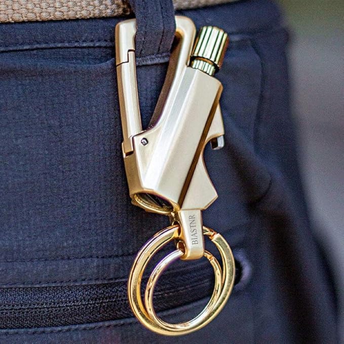 Permanent Match with Bottle Opener Metal Keychain Lighter, Reusable Waterproof Flint Matchstick Fire Starter for Camping Hunting, Great Gift Ideas Gold