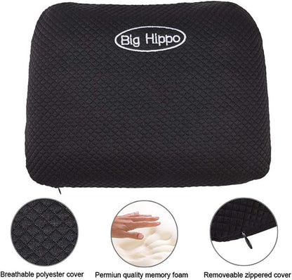 Big Hippo Camping Pillow for Sleeping - Memory Foam Travel Pillow Nap Pillow with Removable Pillow Cover,Soft Small Pillow (Black)