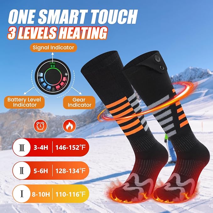 Heated Socks, Rechargeable Heated Socks for Men Women, Battery Powered Foot Warmer with APP Control for Winter Hunting Skiing Camping Hiking