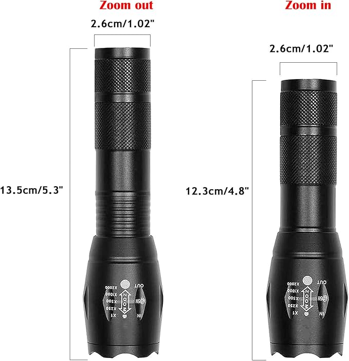 LED Flashlights 2 Pack- Mini Camping Flashlights Torch with High Lumens, 5 Modes, Zoomable Beam - Powerful, Bright, Tactical Flash Light for Emergency, Outdoor and Home Use