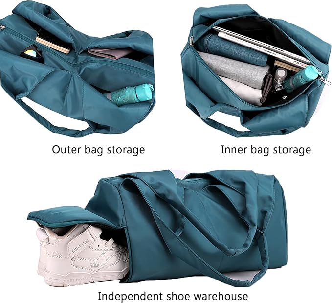 forestfish Yoga Gym Bag for Women with Shoes Compartment & Wet Dry Storage Pockets Lightweight Duffel Bag