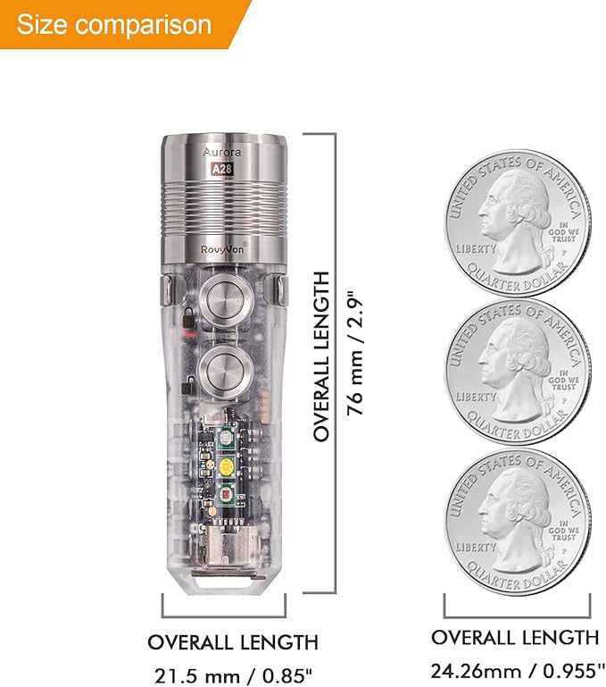 RovyVon A28 Gen 2 Pocket Flashlight, 1000 Lumen with Sidelight Super Bright Handheld Flashlights, USB C Rechargeable EDC Flashlights Waterproof for Hiking, Outdoor, Emergency