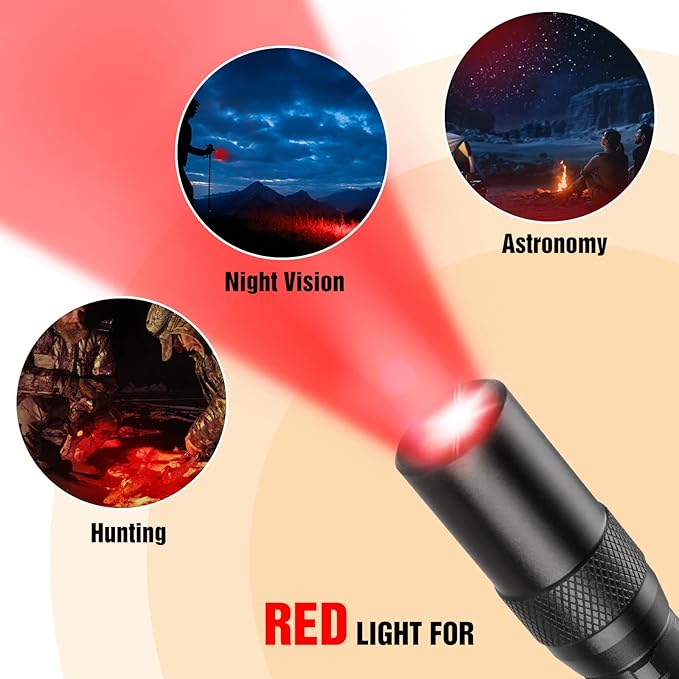 EverBrite Red Light Penlight Flashlight with 395nm UV Blacklight/White Light, Multi-Function LED Pocket Pen Light, AAA Batteries Included, for Night Vision, Pet Stain Detection, Camping, 2pack