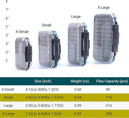 M MAXIMUMCATCH Maxcatch Fly Box Two Sided Waterproof Jig Fly Fishing Boxes for Dry Wet Nymph Flies 4 Sizes Clear Lid