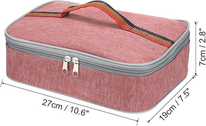 PATIKIL 11"x8"x3" Insulated Lunch Bags, Portable Food Containers Bag Flat Bento Bags Reusable Thermal Lunch Pail for Men and Women, Pink