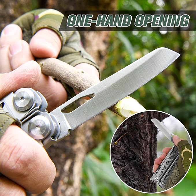 FLYHOMES Multitool Pocket Knife, 16-in-1 Multi tool Pliers with Safety Locking, Scissors, Screwdriver and Saw, Professional for Camping, Survival Tools, and Outdoor Adventures