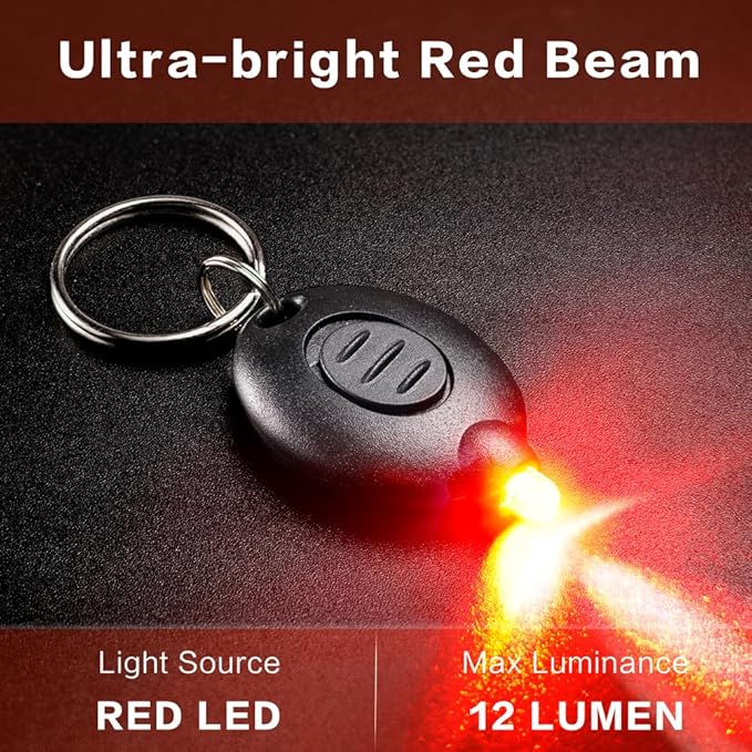 16 Pack Ultra Bright Red LED Keychain Flashlight, Mini Red Light Keychain Flashlight, Red Keychain Flashlight for Night Observation