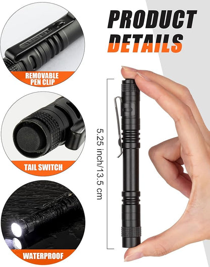Vinsot 20 Pcs LED Pocket Flashlight Mini Small Handheld Pen Light Bulk Flashlight Tactical Torch with Clip LED Pen Pocket Light for Police Camping Outdoor Inspection Security (5.12 Inch)