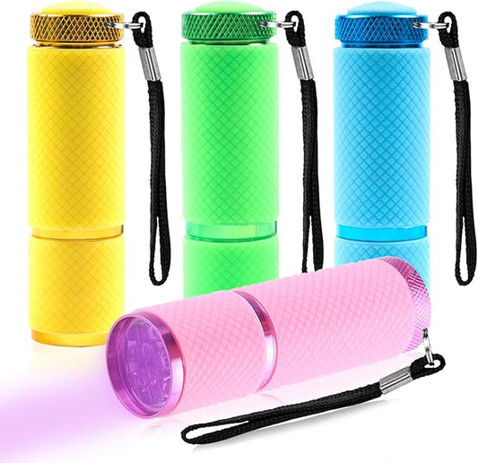 Rocutus LED Flashlight,4 Pack Small Glow Flashlights Mini LED Flashlights Rubber Coated Flashlights with 9 LED Lights,Portable Handy Lights for Camping, Hiking, Indoor,Nail Gel Dryer
