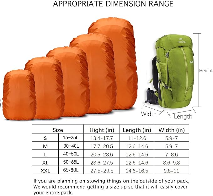 20-80L Waterproof Backpack Rain Cover with Storage Pouch and Adjustable Buckle Strap for Traveling Outdoor Hiking Camping
