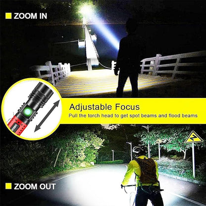 wowlite Flashlight Rechargeable, Super Bright Pocket LED Flashlights with Adjustable Brightness, Zoomable High Lumens Small Flash Light, Long Lasting for Outdoor Camping Home Emergency (Red)