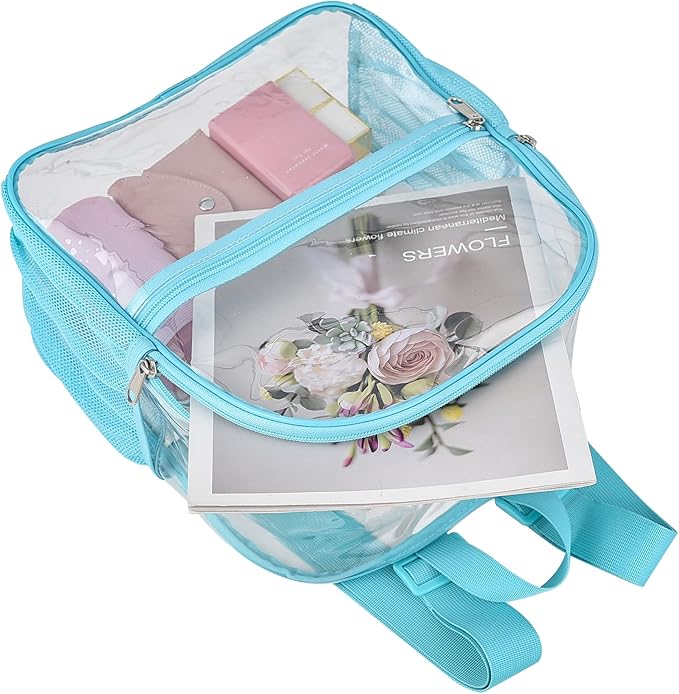 Oraben Clear Backpack for Stadium Events Clear Stadium Backpack 12x6x12 Bag (Nylon Shoulder Straps, Teal)