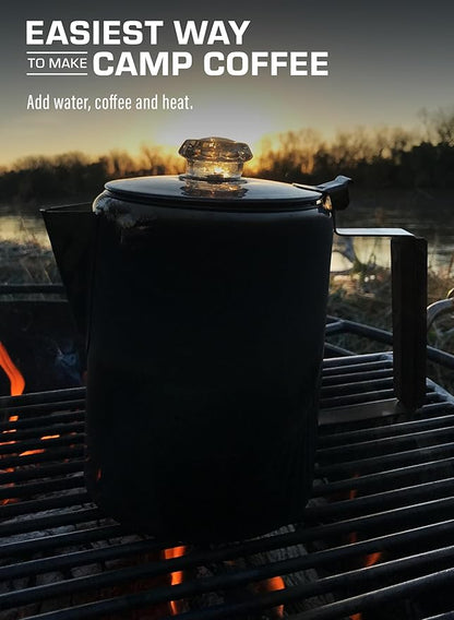 COLETTI Black Bozeman Percolator Coffee Pot — Camping Coffee Pot, Coffee Percolator – America’s Sleekest Percolator – Pure Stainless Steel, NO Aluminum or Plastic (9 Cup)