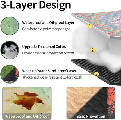 Picnic Blankets 60"x80" Waterproof Portable Outdoor Blanket Sand Proof Packable Beach Mat for Outdoors Camping Essentials Travel Accessories Summer Gifts for Women Adults Who Have Everything