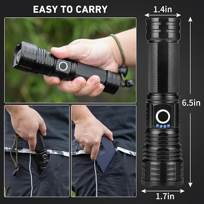 Rechargeable LED Flashlights, 990000 High Lumens Super Bright Flashlights with 5 Modes & 12H Long Runtime, Powerful IPX6 Waterproof Flashlight, Brightest Handheld Flash Light for Home Camping