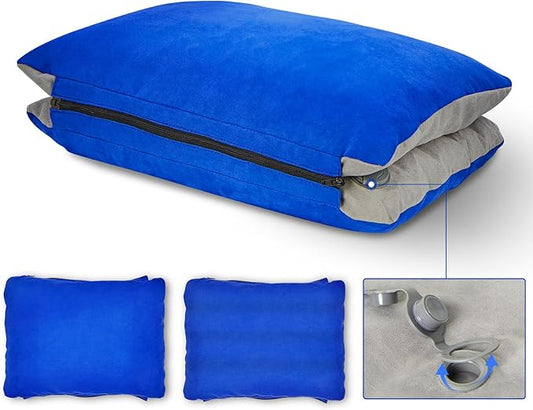 JefDiee Inflatable Camping Pillow with Memory Foam and Washable Cover Camping Gear and Travel Pillow for Airplanes, Camping